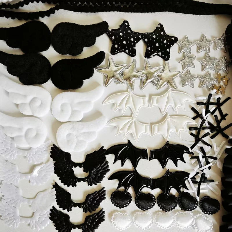 Black and White Material Package with Lace Card & Fan Handmade Accessory Set