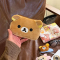 Cute Rilakkuma Coin Purse and Makeup Organizer Bag - Kawaii Plush Storage for Girls