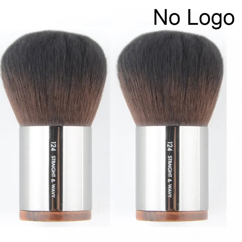 Portable Angled Foundation Makeup Brush - Natural Wood Handle, Synthetic Hair