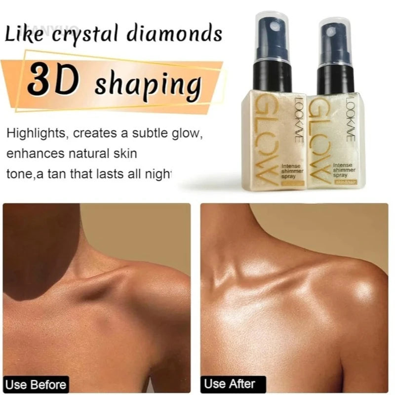 Pearlescent Glitter Spray - Shimmer Oil for Face & Body, Long-Lasting Glow