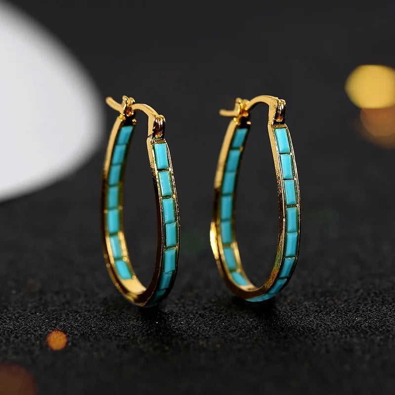 Simple Gold U-Shaped Hoop Earrings for Women Bohemian Jewelry Gift