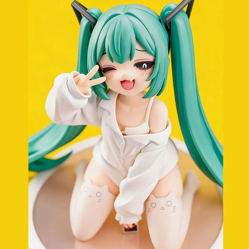 Hatsune Miku Anime Girl Collectible Figure White Pajama Desktop Statue for Adult Collectors