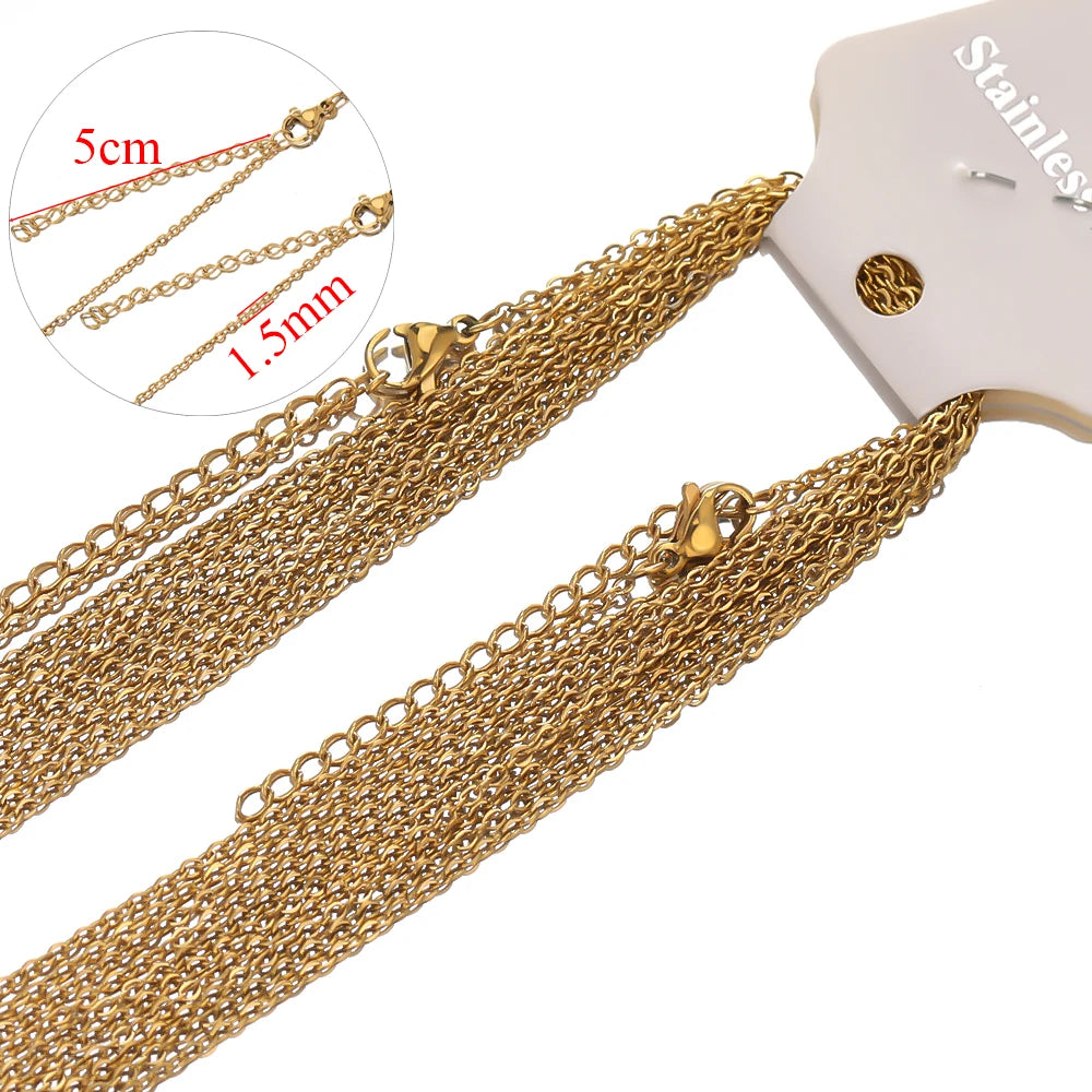 10pcs Stainless Steel Link Chains for Jewelry Making - Adjustable Bulk Necklaces