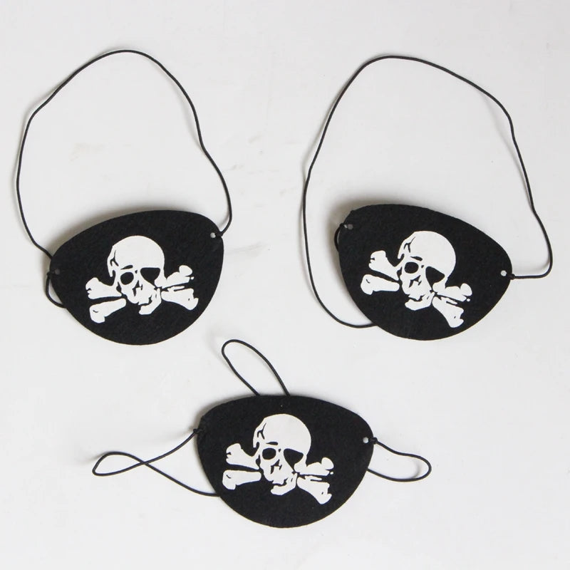 12Pcs Felt Pirate Eye Patches Skeleton Eye Masks for Halloween & Party Decorations