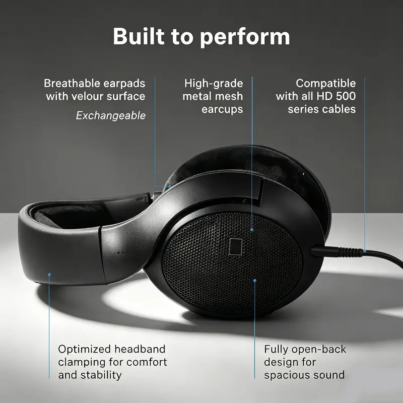 Open-Back Studio Monitor Headphones for Mixing and Mastering