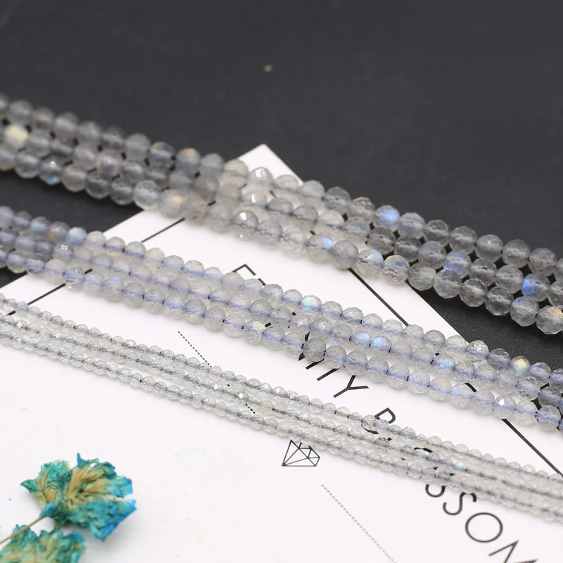 Natural Stone Round Faceted Beads for Jewelry Making DIY Necklace & Bracelet Spacers