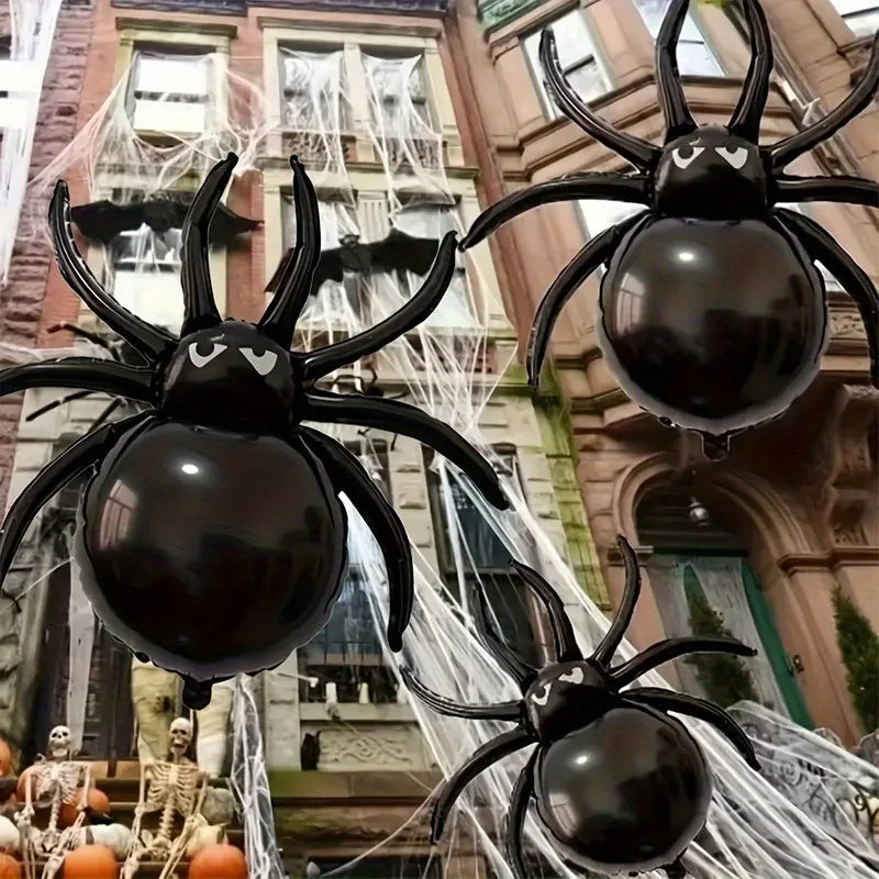 3 Pack Large 3D Halloween Spider Balloons for Haunted House & Party Decorations