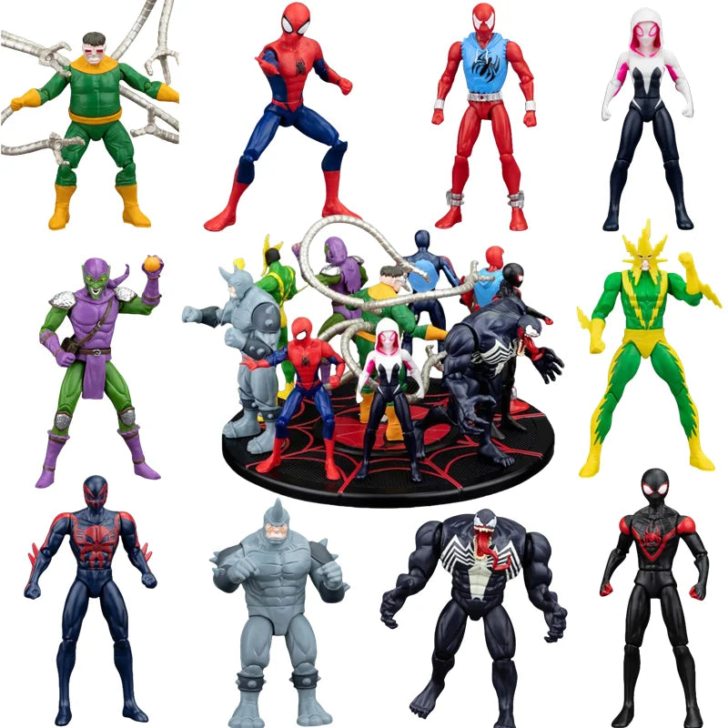 Super Hero Action Figures Set - Iron Man Spider-Man Venom Gwen Collectible Toys