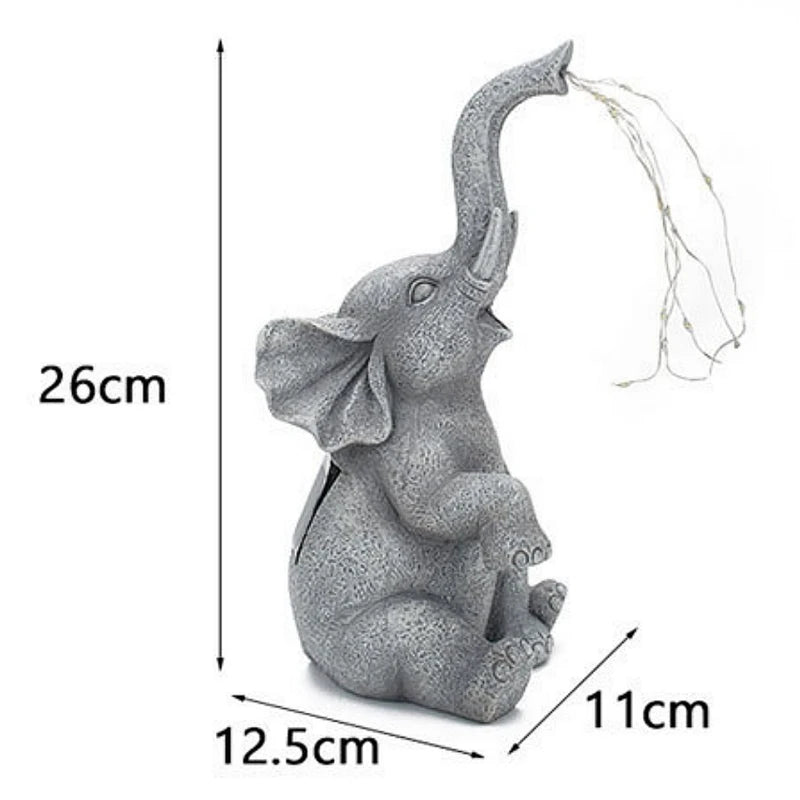 Solar Resin Elephant Garden Light Outdoor String Decor - Water Flow Effect