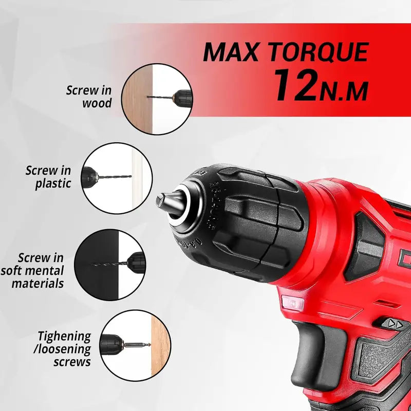 Cordless Drill Set with 126 Pieces - 8V Rechargeable Hand Tool Kit for DIY & Home Repairs
