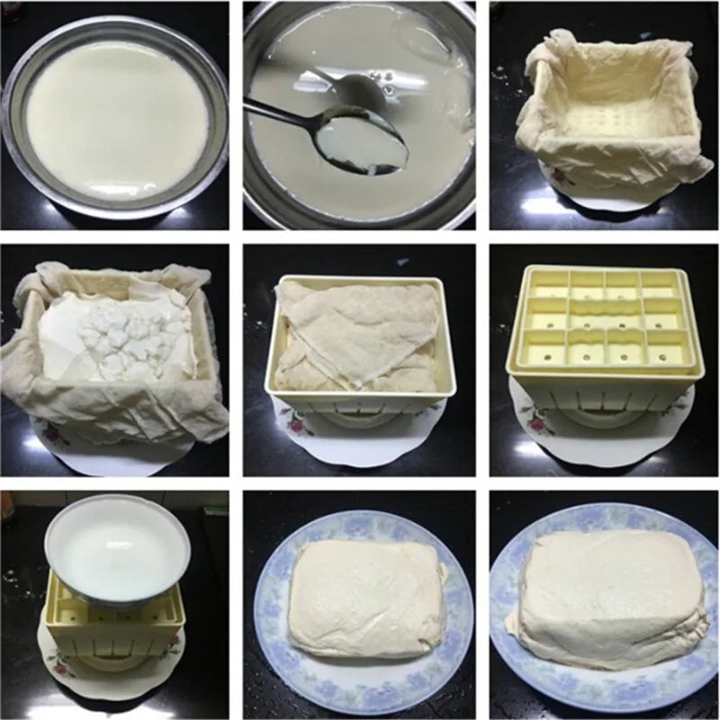 DIY Plastic Tofu Press Mold Kit for Homemade Soybean Curd Kitchen Cooking Tool