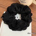 French Lace Wide Hair Scrunchie Band for Women Girls - Elegant Hair Accessory