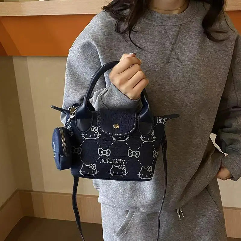 Cute Denim Crossbody Bag - Cartoon Character Shoulder Handbag