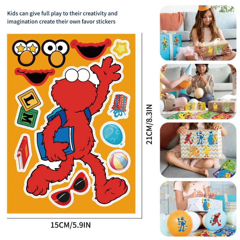 Kids Puzzle Sticker Set - 16 PVC Cartoon Face Make A Face Toys Party Favors