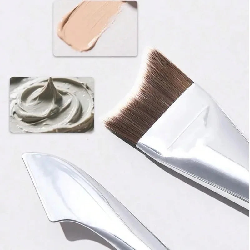 Upgraded Crescent Design Foundation Makeup Brush - Ultra-Thin Flat Spatula for Liquid Foundation, Precise Application, Beauty Tools