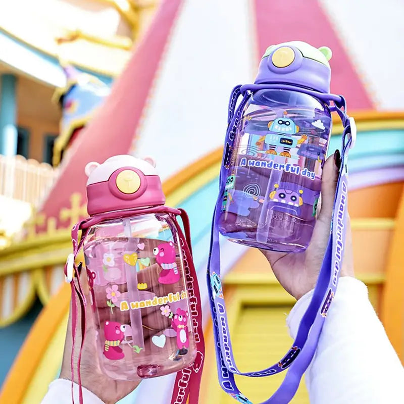 Kids Water Bottle with Straw BPA-Free Leakproof Outdoor Portable Children’s Drink Cup