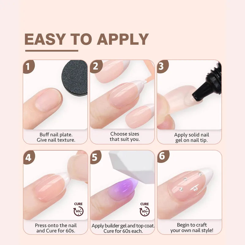 150pcs Multi-Color Fake Nails Set - Almond French Press On Acrylic Nails, Removable & Convenient