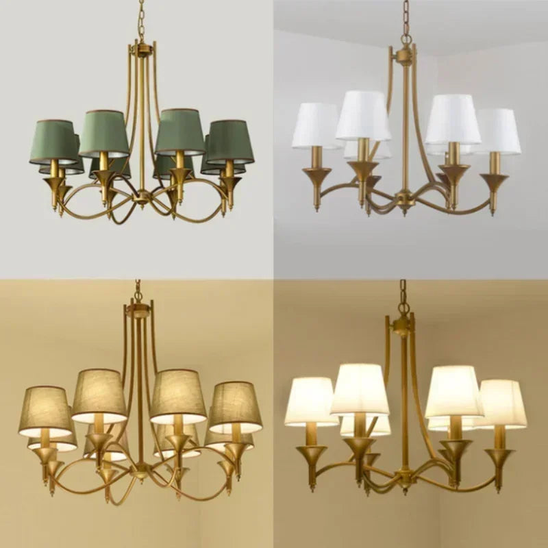 Vintage Pendant Light with Fabric Lampshade - E14 Indoor Ceiling Lighting for Living Room & Bedroom