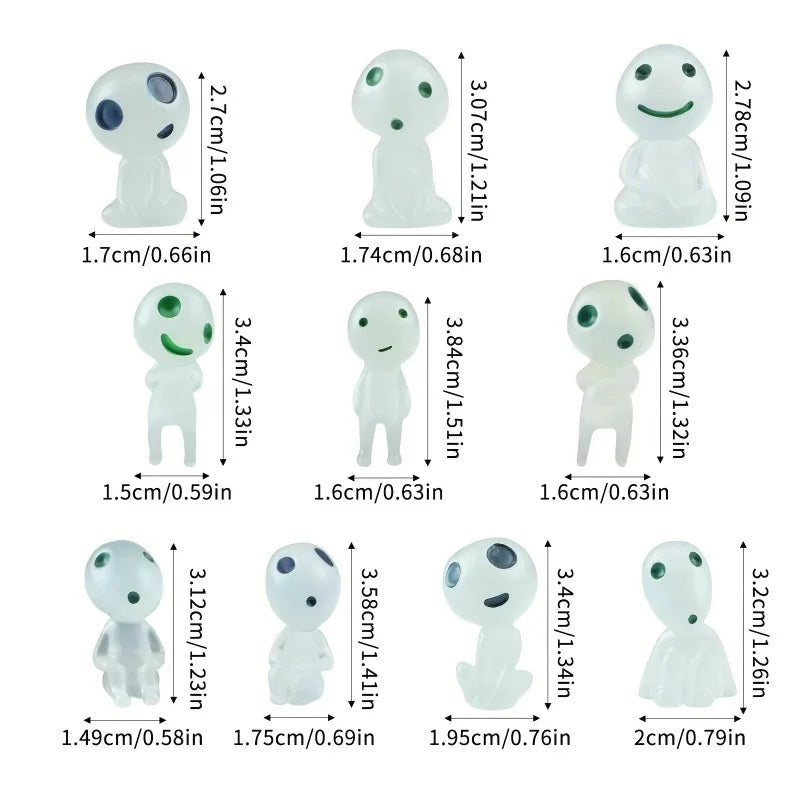 10pcs Luminous Resin Ghost Figures for Aquarium and Halloween Decor - Miniature Alien Crafts