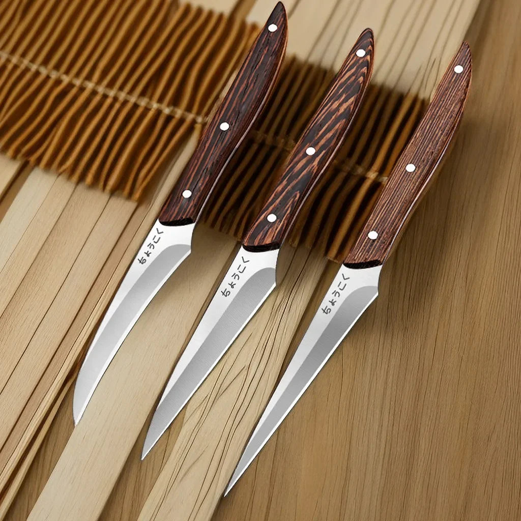 3-Piece Food Carving Knife Set - Professional Kitchen Fruit & Vegetable Carving Tools