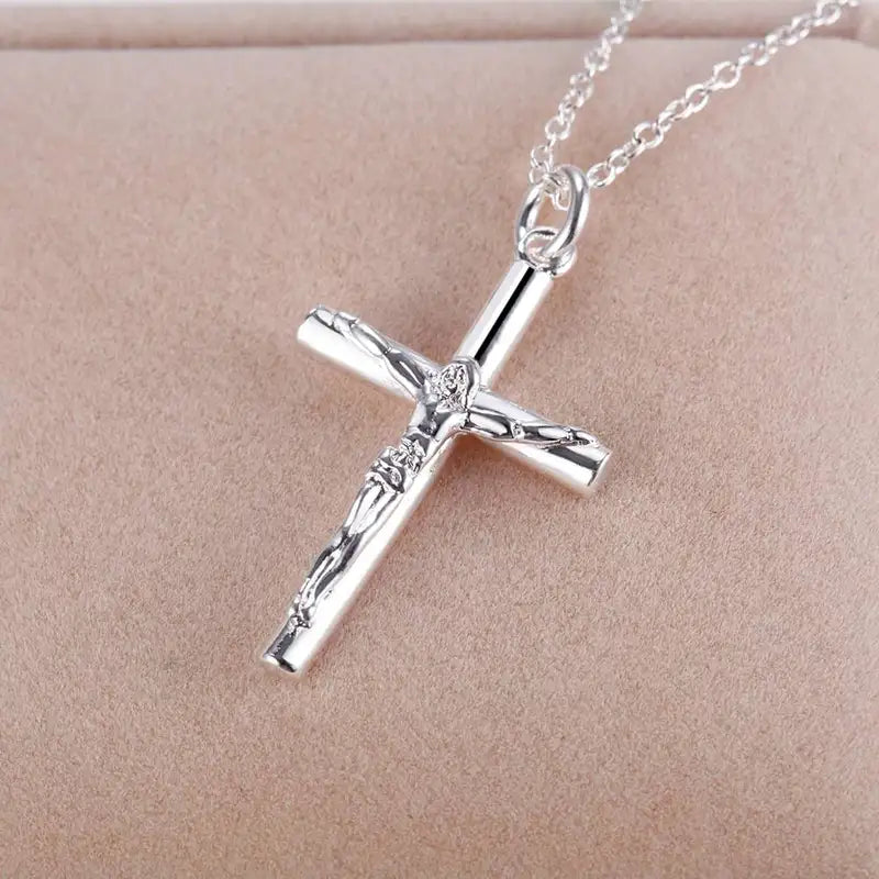 925 Sterling Silver Necklace Pendant Chain with Cross for Women Jewelry Gift