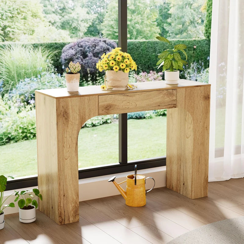 Farmhouse Console Table with Drawer - Narrow Entryway Sofa & Hallway Table