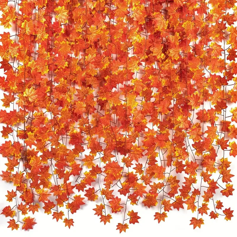Artificial Fall Maple Leaf Garland for Autumn Halloween Thanksgiving Decor - 4XL to XS