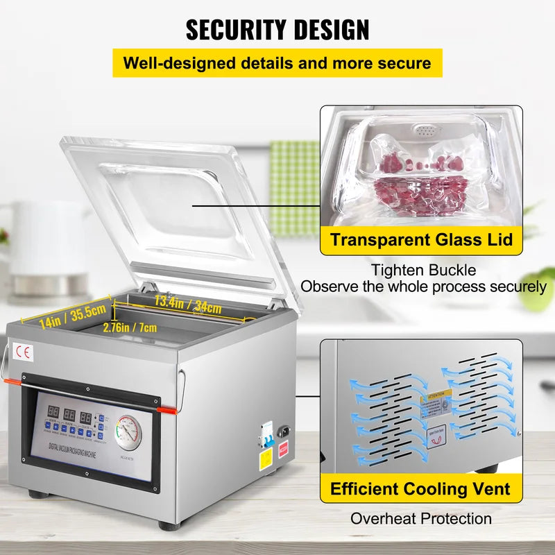 Commercial Chamber Vacuum Sealer 12.2 Inch Food Packing Machine 110V