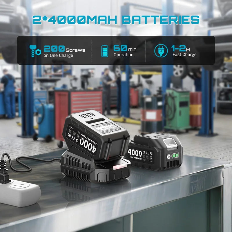 Cordless Impact Wrench and Drill Kit 1300N.m Brushless Power Auto Repair