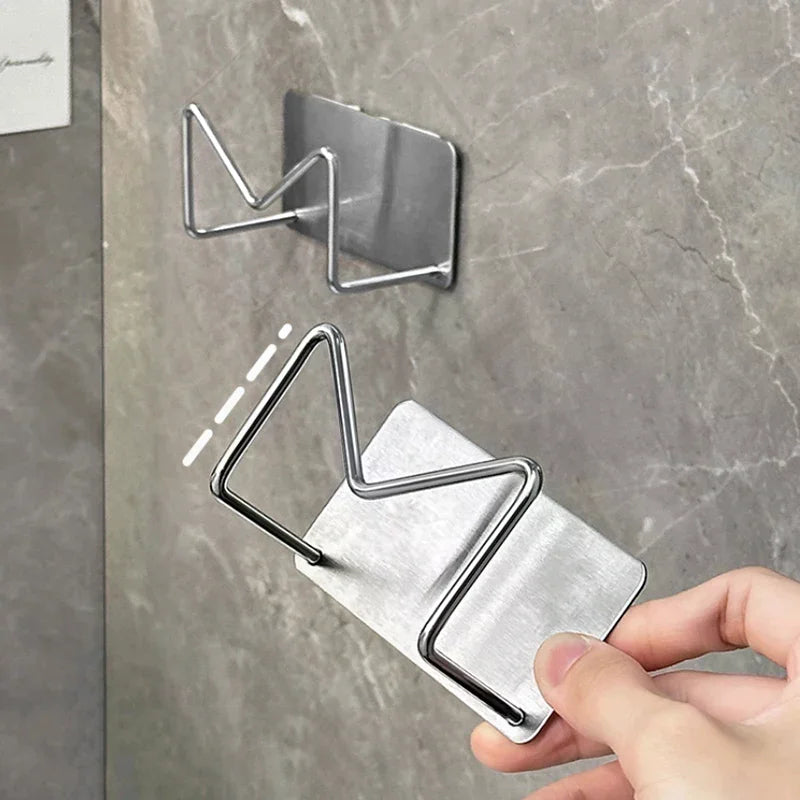 Wall Mounted Hair Dryer & Curling Iron Holder Stainless Steel Bathroom Organizer