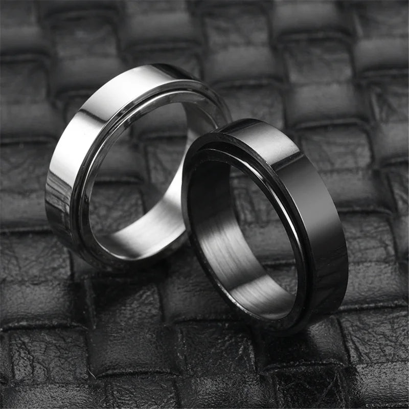 Stress Relief Fidget Spinner Ring - Stainless Steel Mood Jewelry for Men & Women