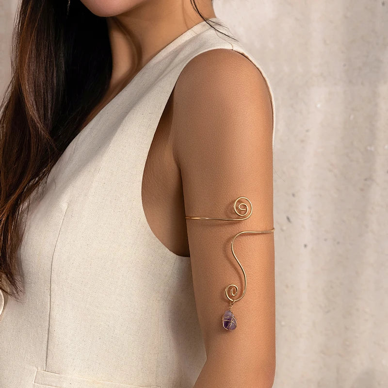 Women's Spiral Open Armlets Geometric Upper Arm Chain Jewelry Vintage Cuff