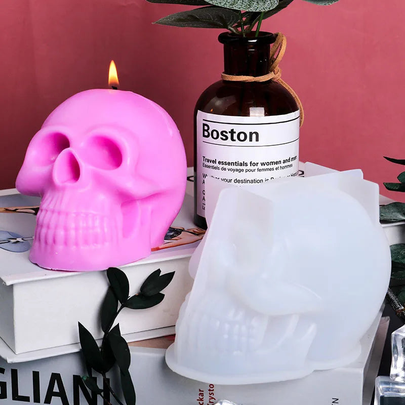 3D Skull Candle Silicone Mold for DIY Halloween Decorations & Crafting