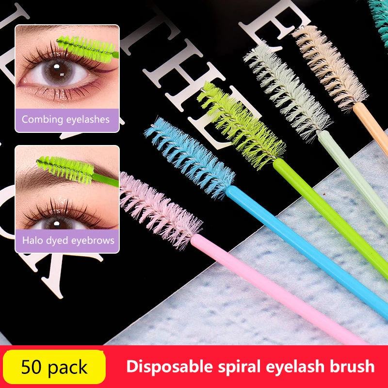 Disposable Eyelash Brushes 50Pcs Makeup Applicators for Lash Extensions & Eye Makeup