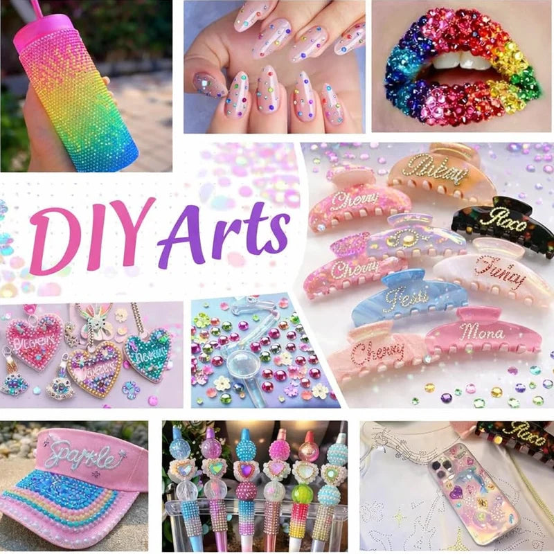 Multi-Color Rhinestone Bedazzling Kit with Glue for Nails Makeup Shoes DIY Crafts