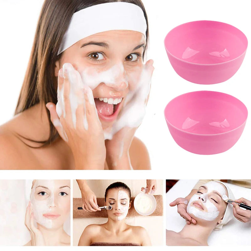 Silicone Facial Mask Brush Set with Mixing Bowls & Sponges - Skin Care Tools