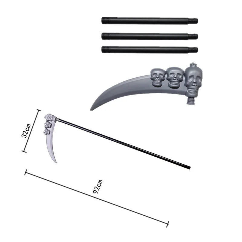 Kids Halloween Grim Reaper Costume with Robe Scythe & Glowing Glasses