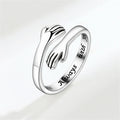 Vintage Silver Love Hugging Hands Couple Ring Adjustable Open Cuff Jewelry
