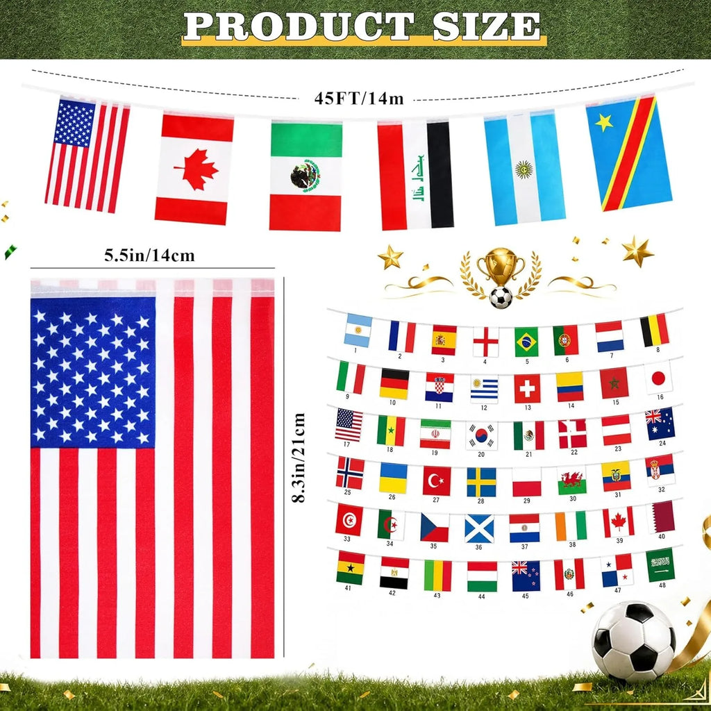 International World Flag Bunting Banner 45 Ft for Soccer Parties & Events