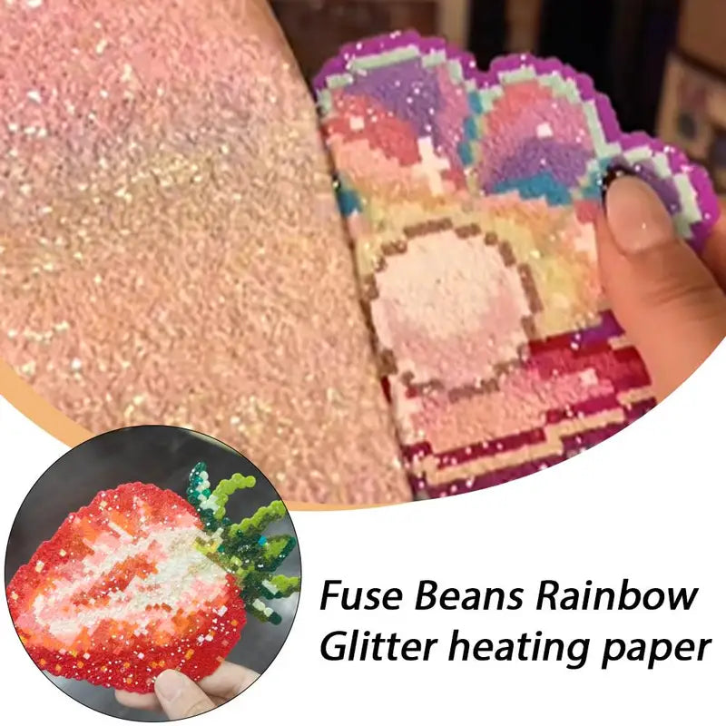 6-Piece Bead Art Kit with Glitter Fabric & Iron-On Beads - Creative Craft Set