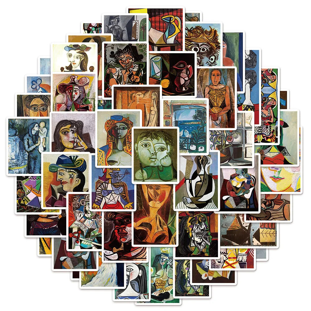 50PCS Waterproof Abstract Art Oil Painting Stickers for Scrapbooking Luggage & Skateboards