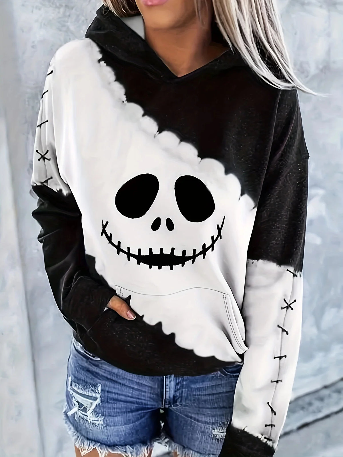 Halloween Evil Face Pattern 3D Print Hoodie Men Women Autumn Pullover Sweatshirt Vintage Streetwear