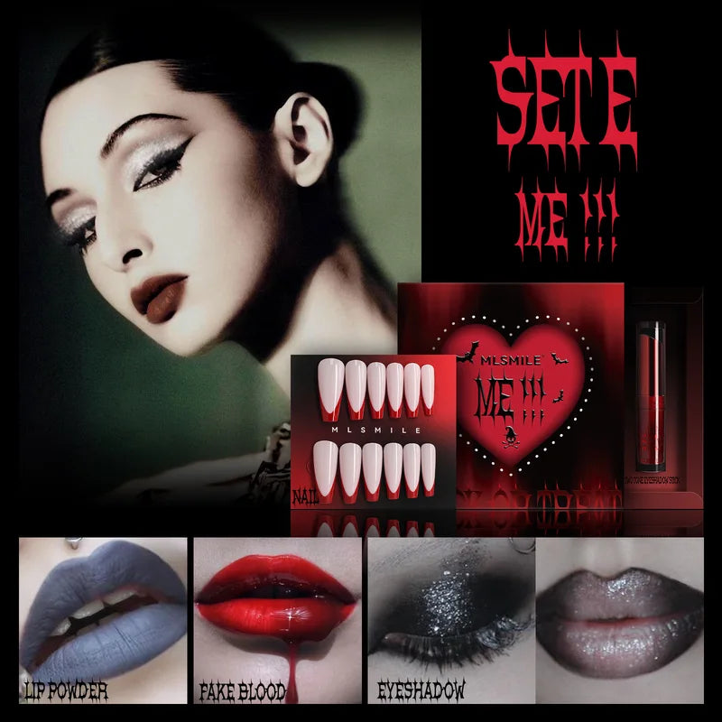 Halloween Makeup Set 4-Piece Glitter Lip Gloss Fake Blood Costume Face Paint