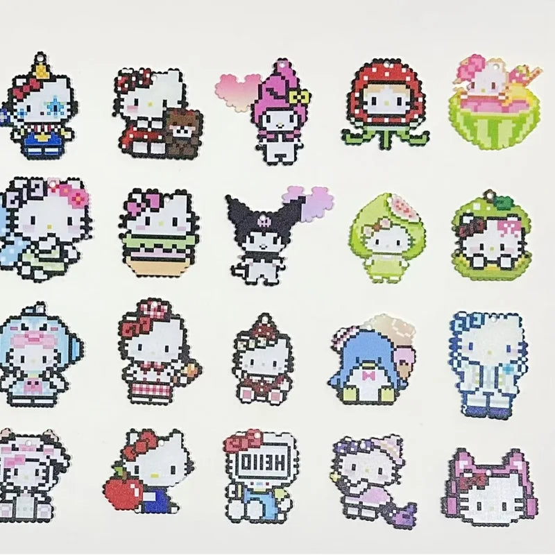 Kawaii Pixel Cat Keychain Set - 32pcs Acrylic Pendant Mystery Bag for Backpack Decor & Party Favors