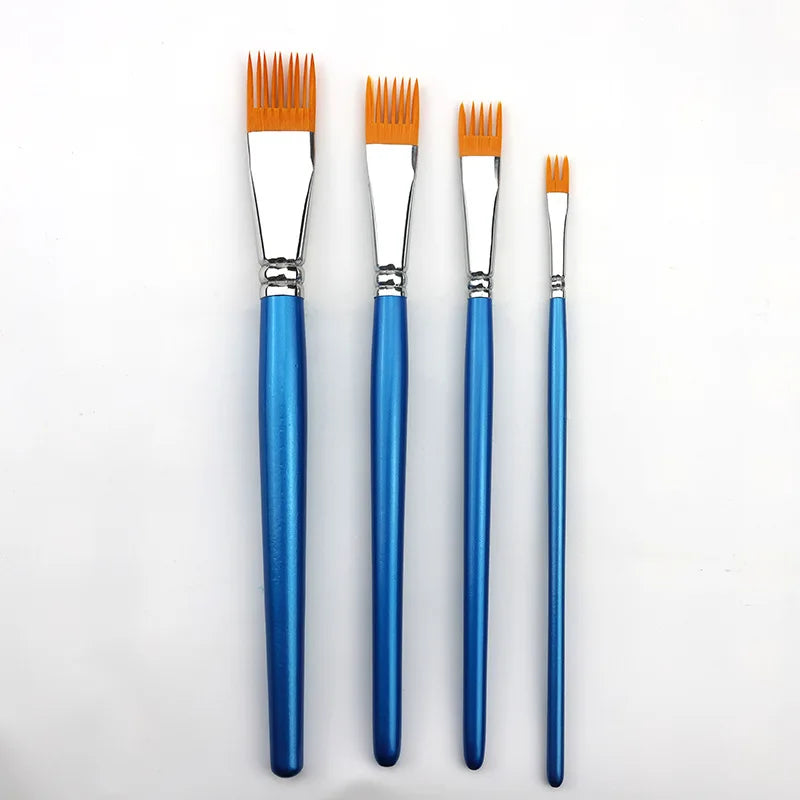4-Piece Watercolor and Oil Art Brush Set for Artists & Students - Landscape & Leaf Shapes
