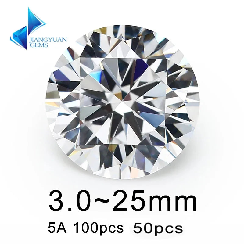 100pcs White Cubic Zirconia Loose Beads 3mm-25mm Round Cut Stones Jewelry Making