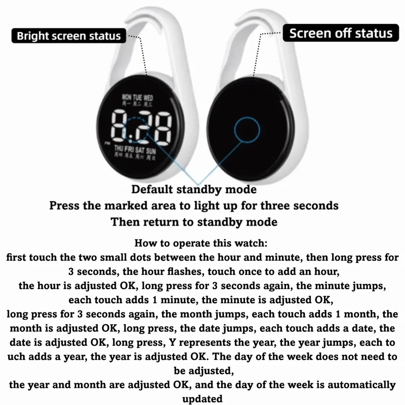 Digital Hanging Pocket Watch Waterproof Luminous Electronic Watch