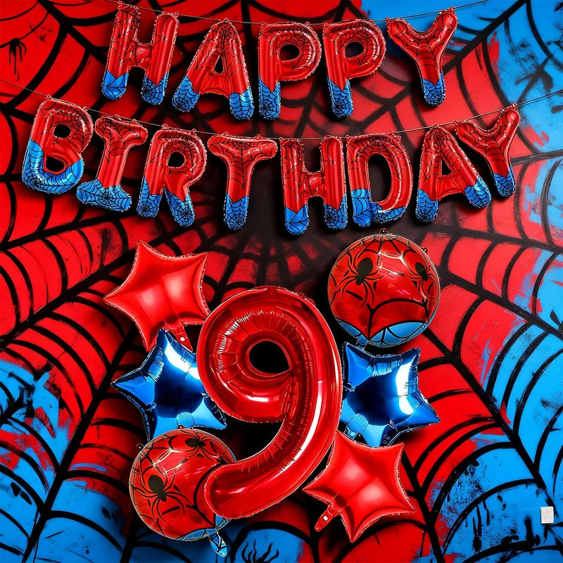 Spider Web Themed Party Balloon Kit with Banner for Halloween Decor
