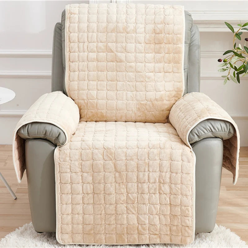 Recliner Sofa Protector Cover with Armrest Pockets - Non-Slip, Waterproof, Plush