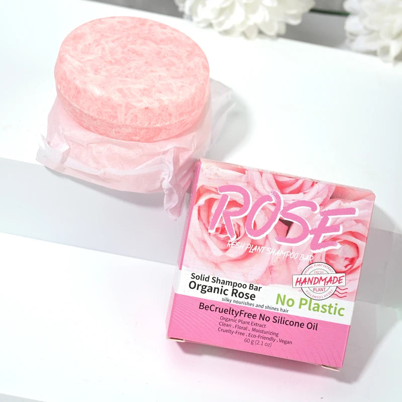 Pink Rose Nourishing Handmade Shampoo Soap with Essential Oil - Floral Fragrance